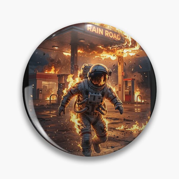 Item preview, Burning Astronaut at Gas Station Surreal Art designed and sold by Rain-Road.
