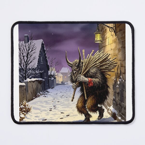 Item preview, Krampus in the Snowy Lane, Vintage Christmas Print designed and sold by GildedFolio.