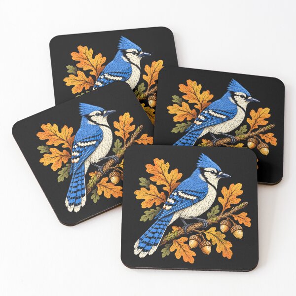 Item preview, Vintage Blue Jay Autumn Oak Branch Wildlife  designed and sold by Moizento.
