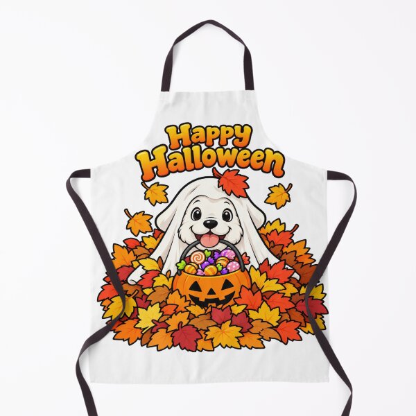 Item preview, Cute Ghost Puppy – Happy Halloween and Autumn Leaves designed and sold by BAD TASTE CLUB.