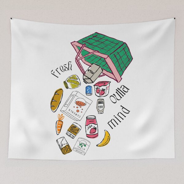 Item preview, Fresh Outta Mind Retro Food Drink Doodles Cute Kitchen Pattern designed and sold by The Lady Goblin's Goods.