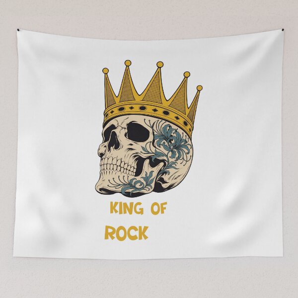 Item preview, king of rock skull gold crown retro tattoo typography designed and sold by stileepensieri.