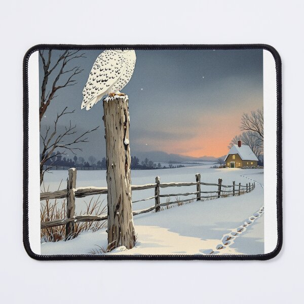 Item preview, Snowy Owl at Dusk, Vintage Winter Print designed and sold by GildedFolio.