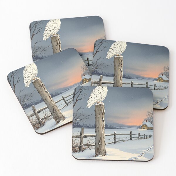 Item preview, Snowy Owl at Dusk, Vintage Winter Print designed and sold by GildedFolio.