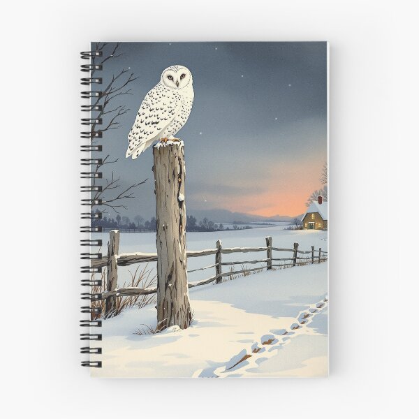 Item preview, Snowy Owl at Dusk, Vintage Winter Print designed and sold by GildedFolio.