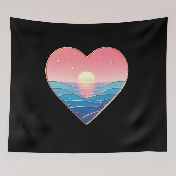 Item preview, Golden Ocean Sunset Magic Heart designed and sold by TheRealmArt.