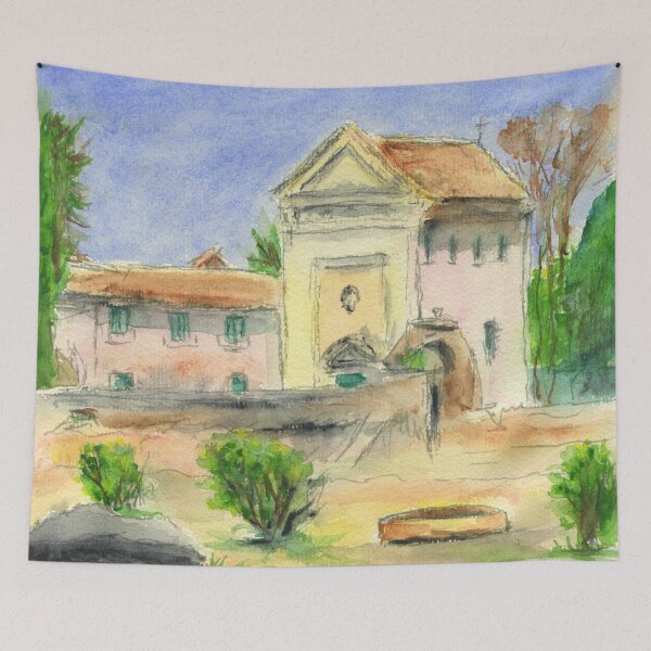Aperçu de l'œuvre L'église Saint-Sébastien vue des environs du vignoble Barberini sur le Palatin, à Rome créée et vendue par LymphomaLass.
