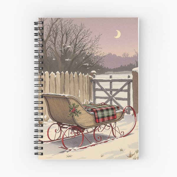 Item preview, Old Sleigh at the Farm Gate, Vintage Christmas Print designed and sold by GildedFolio.
