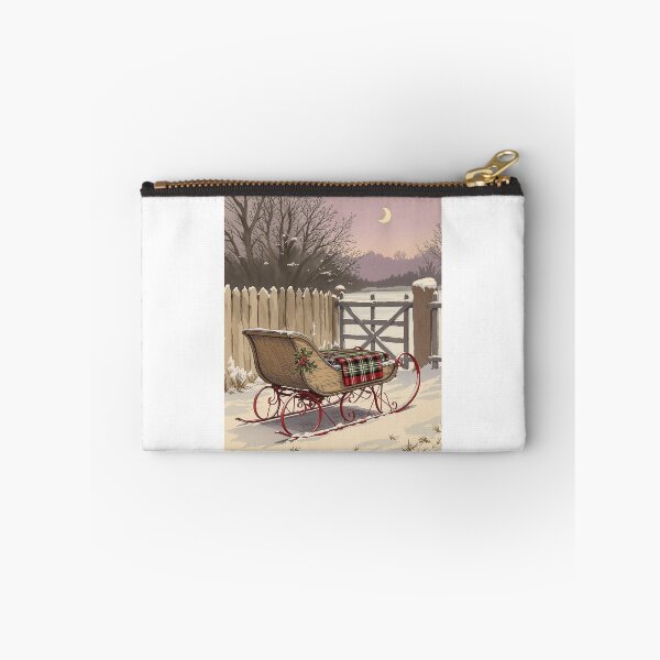 Item preview, Old Sleigh at the Farm Gate, Vintage Christmas Print designed and sold by GildedFolio.