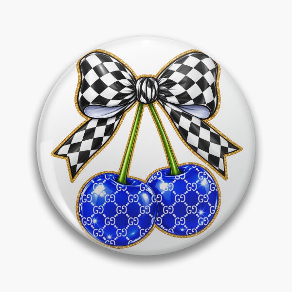 Item preview, Blue Cherries Checkerboard Bow Design designed and sold by StudioDWS.