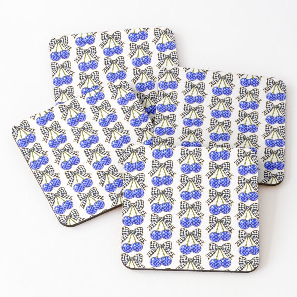 Item preview, Blue Cherries Checkerboard Bow Design designed and sold by StudioDWS.