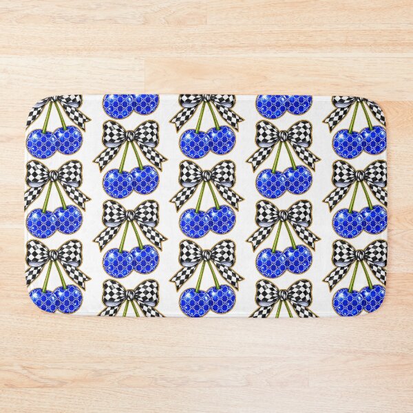 Item preview, Blue Cherries Checkerboard Bow Design designed and sold by StudioDWS.
