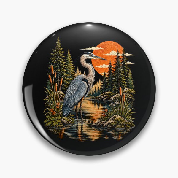 Item preview, Moonlit Great Blue Heron Forest Lake Wildlife designed and sold by Moizento.