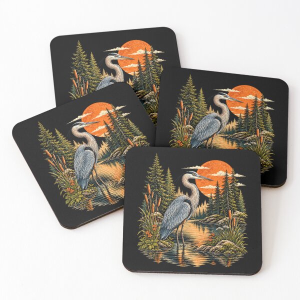Item preview, Moonlit Great Blue Heron Forest Lake Wildlife designed and sold by Moizento.