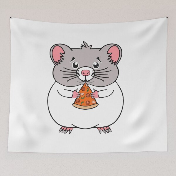 Item preview, Cute Hamster Eating Pepperoni Pizza Slice designed and sold by Sartoris Art.
