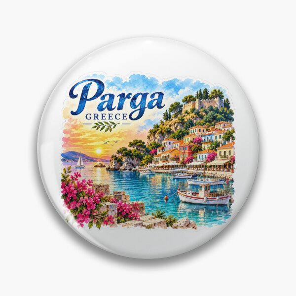 Item preview, Parga Greece Mediterranean Watercolor Travel designed and sold by GusiaTreasures.