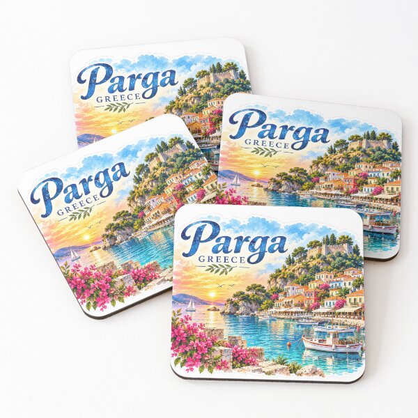 Item preview, Parga Greece Mediterranean Watercolor Travel designed and sold by GusiaTreasures.