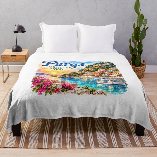 Item preview, Parga Greece Mediterranean Watercolor Travel designed and sold by GusiaTreasures.