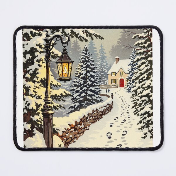Item preview, Lantern on the Snowy Path, Vintage Christmas Print designed and sold by GildedFolio.