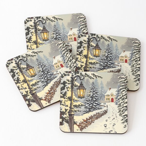 Item preview, Lantern on the Snowy Path, Vintage Christmas Print designed and sold by GildedFolio.