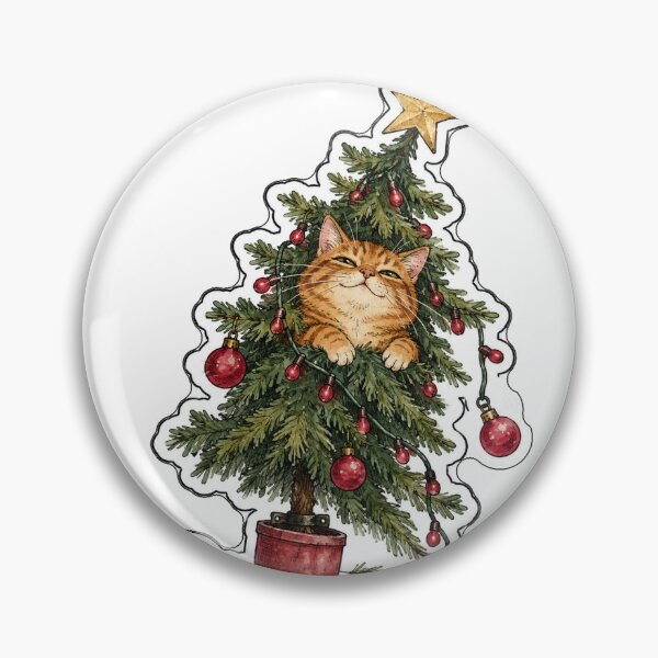 Item preview, Smug Orange Tabby Cat Hiding Inside the Christmas Tree designed and sold by eignvalue.