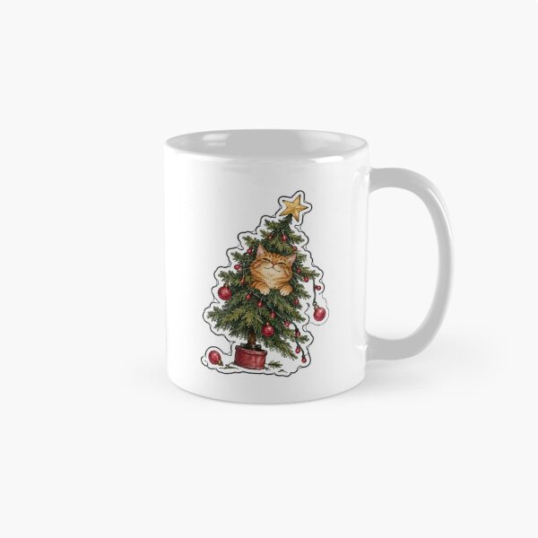 Item preview, Smug Orange Tabby Cat Hiding Inside the Christmas Tree designed and sold by eignvalue.