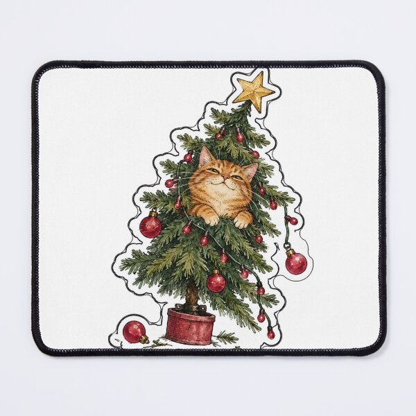 Item preview, Smug Orange Tabby Cat Hiding Inside the Christmas Tree designed and sold by eignvalue.