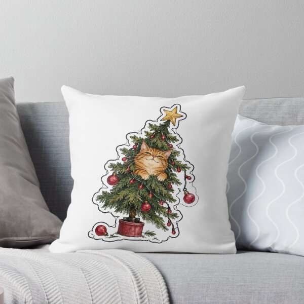 Item preview, Smug Orange Tabby Cat Hiding Inside the Christmas Tree designed and sold by eignvalue.