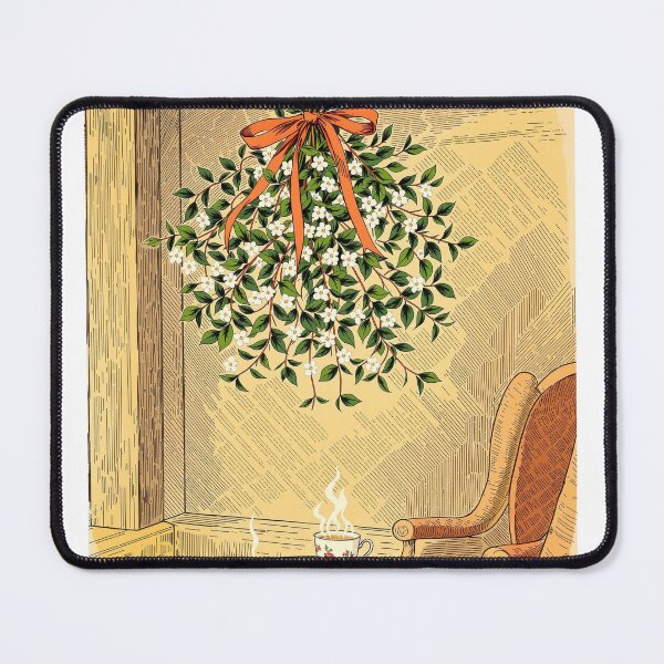 Item preview, Mistletoe and Two Teacups, Vintage Christmas Print designed and sold by GildedFolio.