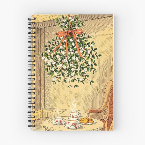 Item preview, Mistletoe and Two Teacups, Vintage Christmas Print designed and sold by GildedFolio.