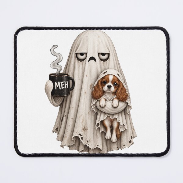 Item preview, Grumpy Cavalier King Charles Spaniel Ghost Halloween Mug designed and sold by luu phong.