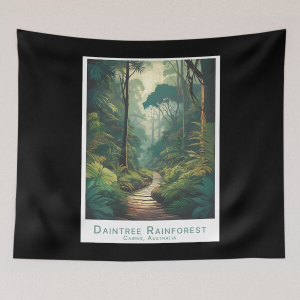 Item preview, Vintage Minimal Retro Travel Poster - Daintree Rainforest Cairns Australia designed and sold by BaleOfelia.