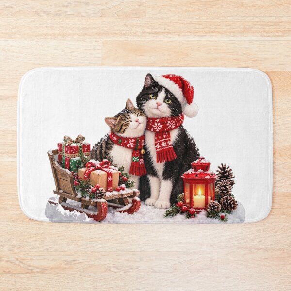 Item preview, Christmas cats pinecone scarves sled gift designed and sold by HappySmile123.