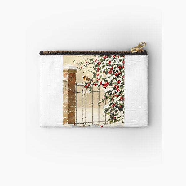 Item preview, Robin on the Holly Gate, Vintage Christmas Print designed and sold by GildedFolio.