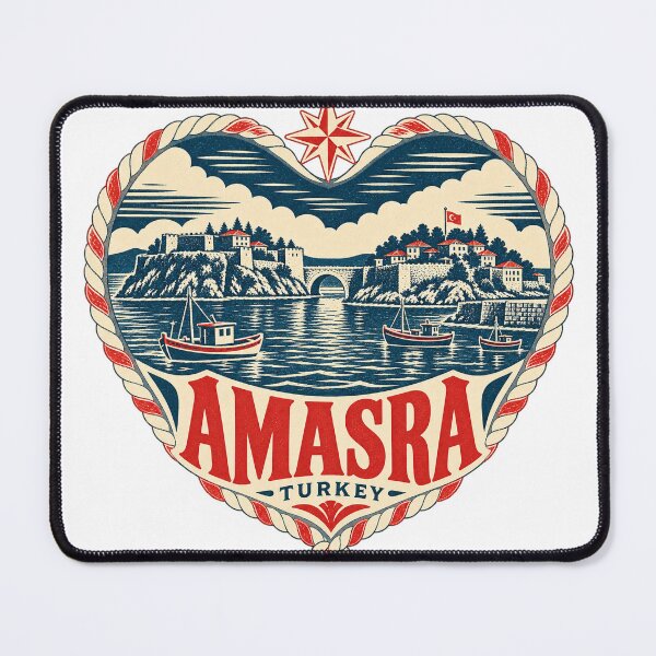 Item preview, Amasra Turkey Travel Souvenir Nautical Woodcut Heart designed and sold by VisualArtsOasis.