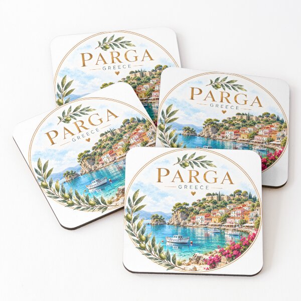 Item preview, Parga Greece Elegant Mediterranean Watercolor Travel designed and sold by GusiaTreasures.