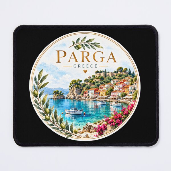 Item preview, Parga Greece Elegant Mediterranean Watercolor Travel designed and sold by GusiaTreasures.