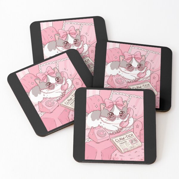 Item preview, Cute Gossip Cat On Vintage Pink Phone designed and sold by BaleOfelia.