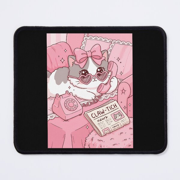 Item preview, Cute Gossip Cat On Vintage Pink Phone designed and sold by BaleOfelia.