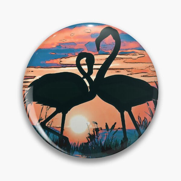 Item preview, Flamingo Couple Sunset Silhouette Marsh Poster designed and sold by AXENT Designs.