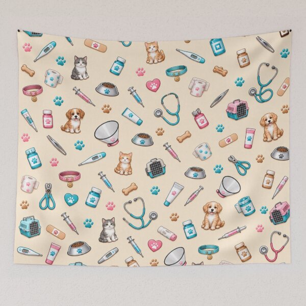 Item preview, Cute Vet Tech Essentials – Veterinary Medicine Pet Pattern designed and sold by HO•Designs.