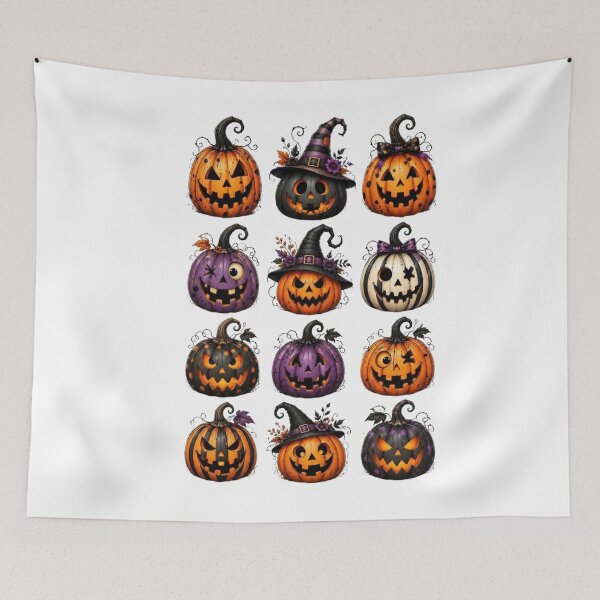 Item preview, Halloween Pumpkin Jack O Lantern Witch Hat Spooky Autumn Pumpkin Design designed and sold by anemiche.