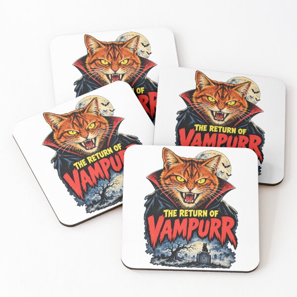 Item preview, The Return of Vampurr – Retro Halloween Vampire Cat Horror Poster designed and sold by WolfmanProphecy.