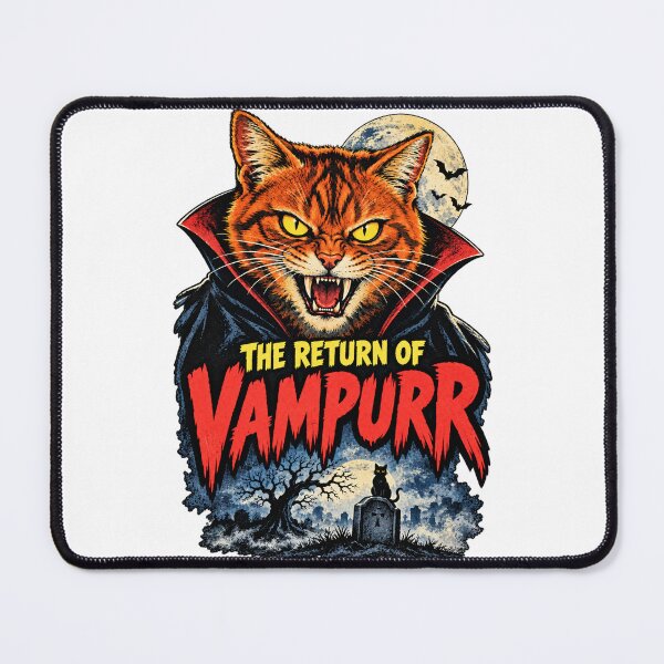 Item preview, The Return of Vampurr – Retro Halloween Vampire Cat Horror Poster designed and sold by WolfmanProphecy.