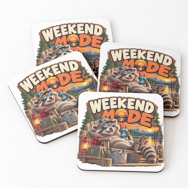 Item preview, Weekend Mode – Funny Raccoon Fishing and Camping designed and sold by OddCritterCo.