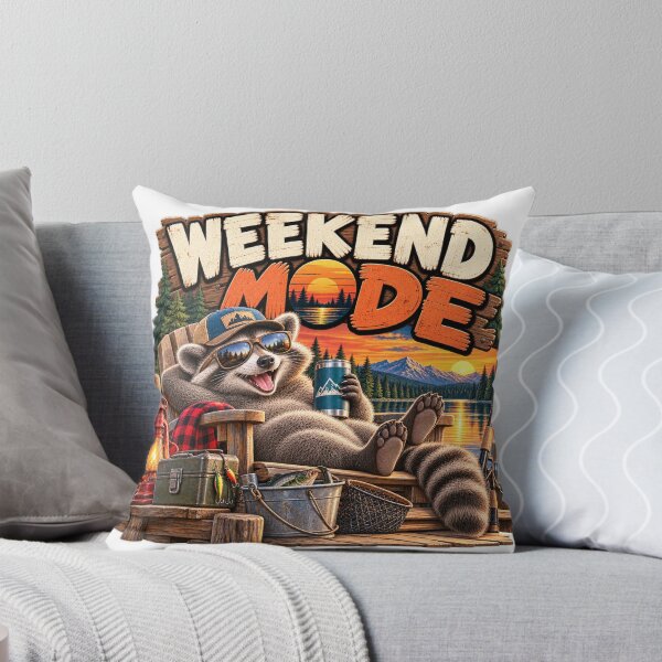 Item preview, Weekend Mode – Funny Raccoon Fishing and Camping designed and sold by OddCritterCo.