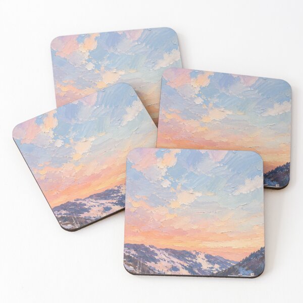 Item preview, Impressionist Winter Pastel Sky Mountain Painting designed and sold by Paper&Palette.
