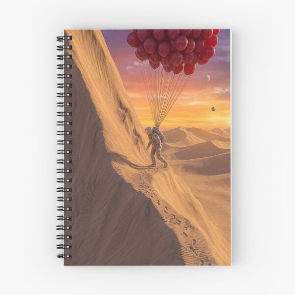 Item preview, Astronaut Walking on Desert Dune with Red Balloons: Surreal Space Art designed and sold by Rain-Road.
