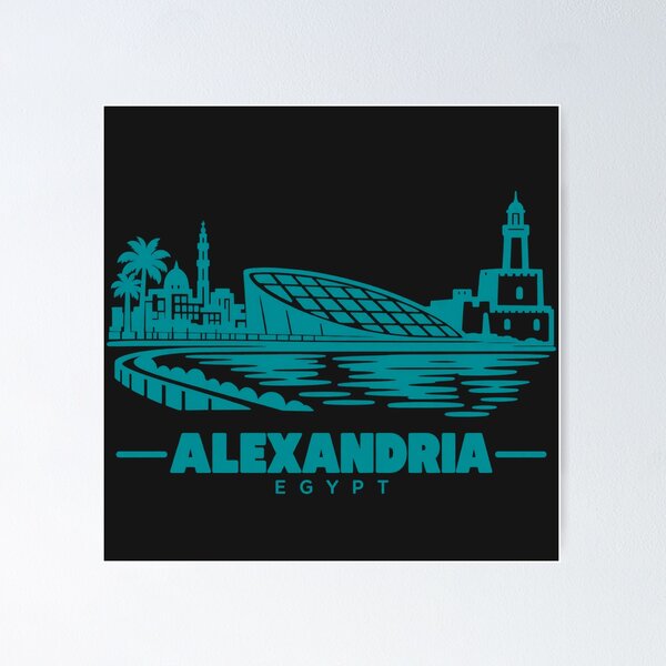 Item preview, Alexandria Egypt Line Art Coastline Poster designed and sold by CMYKStudio.