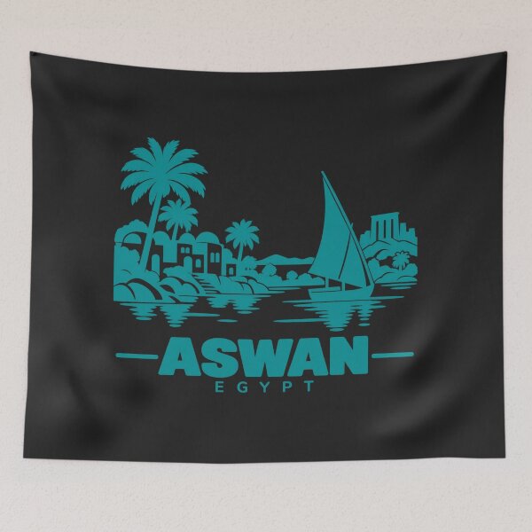 Item preview, Aswan Egypt Line Art Landmark Poster designed and sold by CMYKStudio.